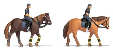 Noch® Police montée, Policier avec Chevaux, 1:160 (N) pour la Voie N, Figurines colorées à la Main pour modélisme