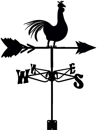 ANCNA-U Wetterfahne aus Edelstahl, Windfahne, Hahn-Figur, praktische Windrichtungsanzeige, Retro-Wetterhahn-Messwerkzeuge, Bauernhof-Szene, Zuhause, Outdoor, Garten, Handwerk, Ornament