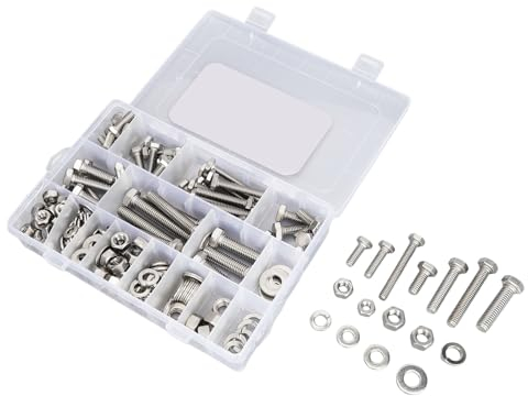 246-teiliges Schrauben- und Muttern-Sortiment-Set, Verpackt mit Zylinderkopfschrauben, Bolzen-Set, Innensechskant, Geräte-Installationsschraube, Edelstahl, Flache Unterlegscheibe,