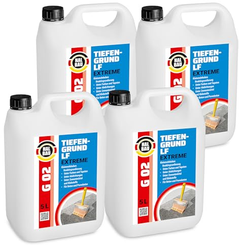 HALBAU Tiefengrund 20 L mit Kaliwasserglas, Silikatgrundierung für Innen | Aussen, Voranstrich für Beton, Farben, Tapeten G02