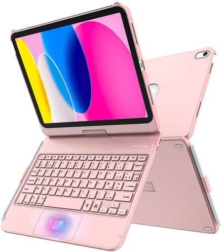 TQQ Clavier pour iPad 10/11 Ème Generation (10.9 Pouces 2022/11 Pouces A16 2025) avec Pavé Tactile de Précision, Clavier Rétroéclairé 10 Couleurs de Type Ordinateur Portable, Clavier Français AZERTY