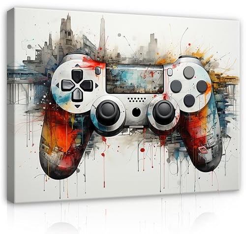 Cuadros de juegos para habitación infantil, 60 x 40 cm, moderno lienzo grande, XXL, para habitación juvenil, impresión artística, lienzo listo para colgar