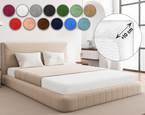 Sesto Senso Spannbettlaken 120x200cm Weiß für Topper Frottee mit Gummizug 100% Baumwolle