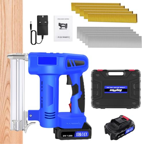 21V Cordless 18 Gauge Nail & Staple Gun 2 in 1 Brad Nailer Stapler Electric Staple Nail Gun with Lithium Battery & Charger, 500 Nails & 500 Staples, Electric Nailer for Woodworking Home Renovation DIY
