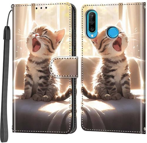 Funda para Huawei P30 Lite/Nova 4e, con Ranura para Tarjeta Magnético Cuero Flip Carcasa Fundas Móvil de Tapa Libro Funda Compatible Huawei P30 Lite/Nova 4e