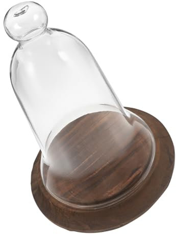 Cabilock Glass Display Cover for Fall Decor Display Case Wooden Base Cloche Glass Dome for Flowers and Plants