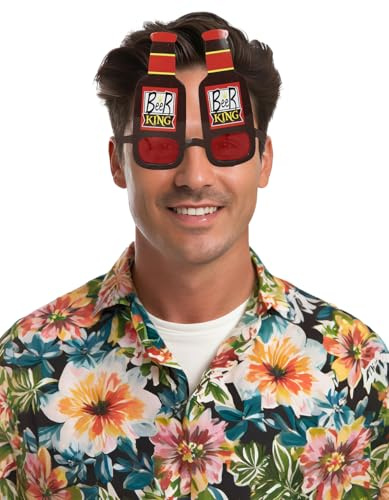 FIESTAS GUIRCA Beer King-Brille, lustiges Accessoire für Junggesellenabschiede und Bierpartys, ideal für Erwachsene, Herren, Feiern und Veranstaltungen, Rot und Schwarz