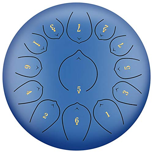 12 Zoll Steel Tongue Drum Percussion Instrument mit 13 Noten Handpan Drum für Anfänger und Profis inklusive Reisetasche Buch Schlägel und Fingerplektren