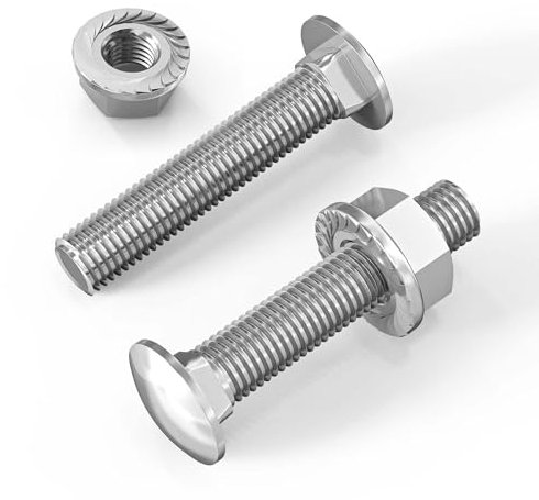 Dayalo 10 Stück Schlossschrauben M6x40, Schloßschrauben, Torbandschrauben mit Flanschmuttern, Edelstahl A2 V2A, Flachrundschrauben mit Vierkantansatz