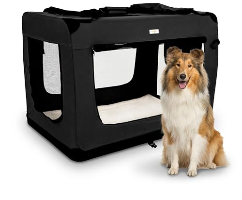 Cozy Pet Fabric Dog Crate in Black XXL Size 101cm, Cat Soft Travel Crate Pet Carrier Folding Transport Travel Cage Ideal for Dogs, Puppies, Cats, Rabbits, etc. FDC-XXL-BLK