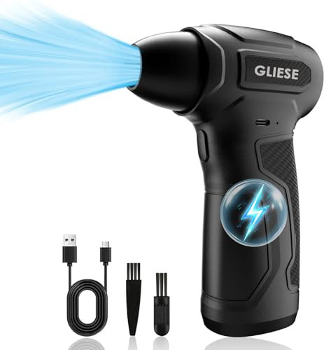 GLIESE Elektrisches Staubgebläse/Druckluftspray mit 3 Stufen, 8000mAh Akku 200.000 U/min und Typ-C-Schnellladung, Mini Tragbar gebläse für Computer, Tastatur, Sofa, Auto, Outdoor und Haushalt