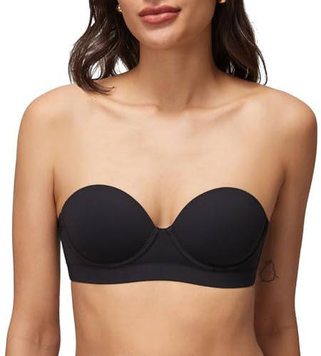HALOBLISS Strapless Balconette Bra for Women Small Chests Svart 75AA