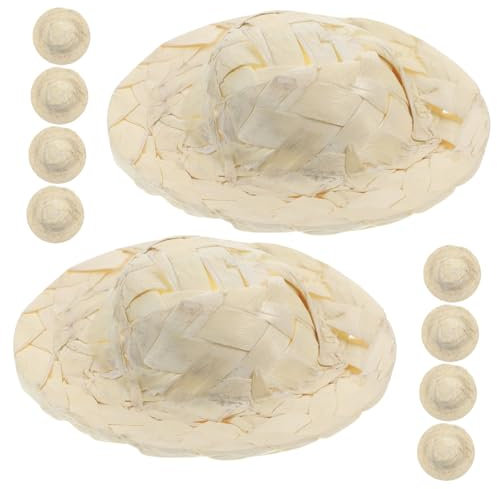 NAMOARLY 10pcs Mini Straw Hats Woven Doll Hats Crafts for Crafts Doll House Accessory