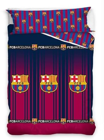 JYC CREATIVE Juego de 2 Piezas Funda Nórdica y Funda de Almohada Equipación Oficial Fútbol Barcelona para Cama 90-150x220 cm