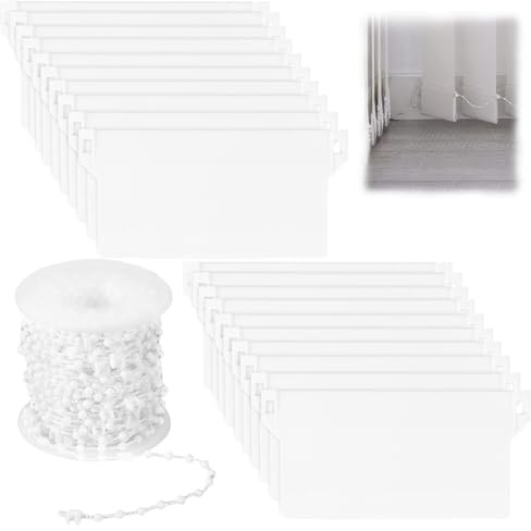 ZONJIE 20Pcs Vertical Blind Weights and 10m Chains, Replacement Vertical Blind Slats 89 mm Blinds Repair Parts