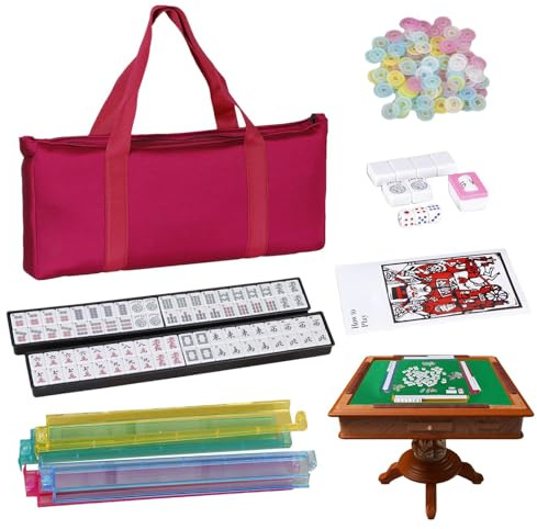 US Mah-Jongg Spielset Komplett, Schön, Tragbar, Klein, Reise | Kleine Tragetasche für Mahjong-Set Für Senioren, Anfänger, Erwachsene, Frauen, Lernen, , Komplett, Schön, Tragbar, Leicht,
