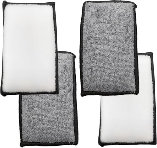 4 Pcs Car Detailing,Car Wash Sponge,Scrub,Double Sided Reusable Interior Scrubber Detailing Pads,Washing Sponge For Leather Plastic and Upholstery Maintenance