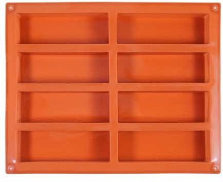 JasCherry 8 Cavity Chocolate Bar Moulds, Muffin Trays, Silicone Cupcake Moulds for Baking Truffles Bread Brownie Cornbread Cheesecake Pudding Butter Molds, Rectangle, Non-Stick, Dishwasher Safe