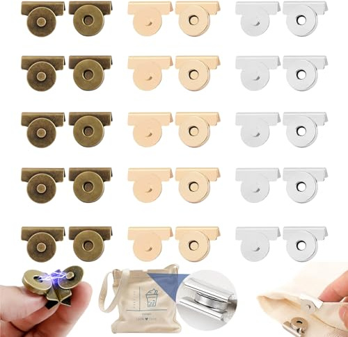 15Pair Magnetic Curtain Clips, No-Sewing Seamless Magnetic Snap Buttons | Light Leakage Prevention for Curtain Purse Handbag Clothing Tote Bags DIY Crafts