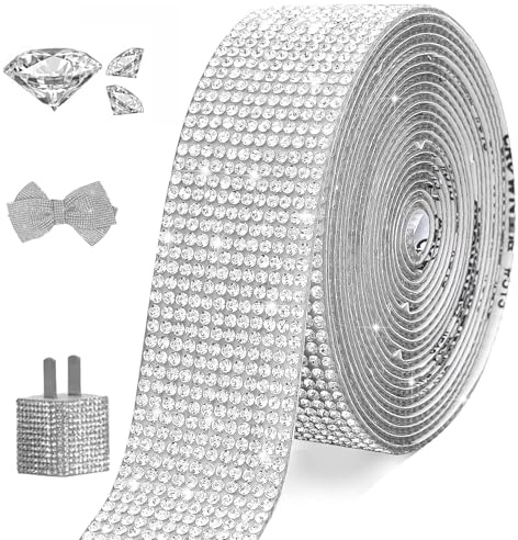 Strassband Selbstklebend 3 Meter/3.3 Yards, Bling Glitzerband Selbstklebend, Selbstklebende Glitzersteine Band, Diy Kristall Strass Diamant Band für Diy Event Auto Telefon Dekoration (11 Row, 2.45cm)