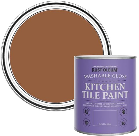 Rust-Oleum Water-Resistant Kitchen Tile Paint in Gloss Finish - Terracotta 750ml
