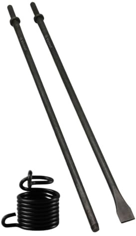 Air Hammer Bits 18''(450mm) Long 2-Piece Set, 3/4'' Air Chisel, 3/8'' Point Tip, 0.401 Shank, Air Hammer Attachments, 42Cr-Mo, HRC60, Rolled Rust-resistant Oil Treatment, Penumatic Cold Chisel