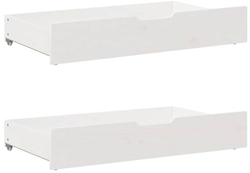 Générique Tiroirs sous le lit 2 pcs blanc 95x55x17 cm bois de pin massif,Tiroirs de rangement,10.1KG-850921
