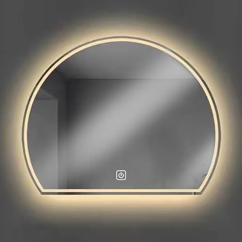 Specchio da trucco a mezzaluna a LED da parete, ideale per salone, bagno, camera da letto, ingresso, luce bianca, illuminazione regolabile 6000 K, design elegante