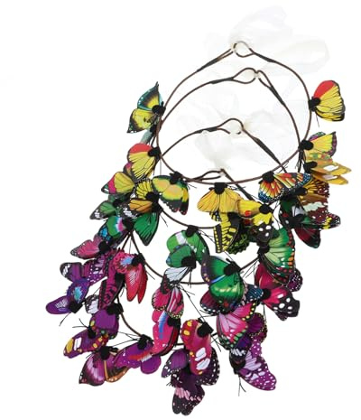 Gogogmee 4 Stück Schmetterlings Haarreifen Bunte Party Haarschmuck Leichter Rutschfester Kopfschmuck für Tanz Festival Hochzeitsfoto Requisiten Dekorativ und Komfortabel