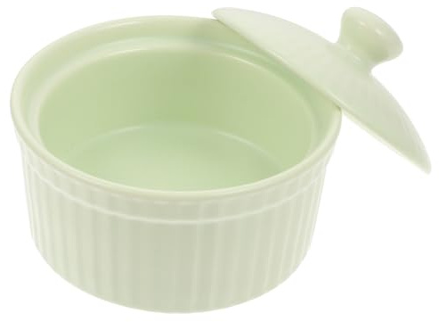 MOTHNUR Cuenco de Cerámica para Hornear Tazón Pequeño con Tapa Verde Resistente al Calor para Cocina Casera Utensilios Repostería Hogar
