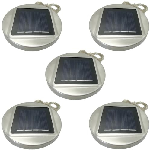 Kronabelle 5 Pieces Solar Powered Mason Jar Lid Lights, Fairy String Lights with 30 LEDs, Garden Decor Waterproof Stainless Steel Lights for Patio, Party, Christmas