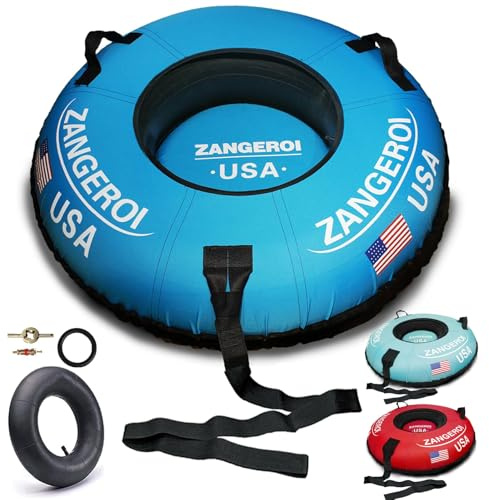 Snow Tube Snow Tubes for Sledding Heavy Duty 47 inch Snow Sleds for Kids and Adult Heavy Duty Snow Sleds for Adults Inflatable Snow Tube for Kids with Snow Tube Cover (Blue-Cover)