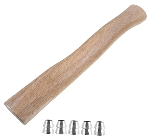 NOLITOY Set Manico in Legno 40 Cm con 5 Cunei di Metallo per Scure, Utensile Manuale per Lavori di Carpenteria e Giardinaggio, Sostituzione Maniglia Antiscivolo Facile da Installare