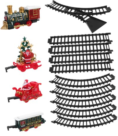 YARNOW Treno Elettrico Vintage per Natale con Binari Ferroviari e Carrozze Passeggeri Giocattolo Educativo per Ragazzo Ragazza Ragazza e Bambine Sotto Albero di Natale con Luci e Suoni