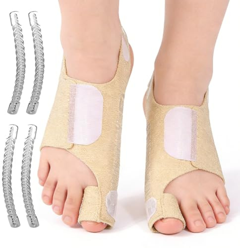 Zinueen Hallux Valgus Schiene 2026, Korrektur für Ballenzehen & Hallux Valgus, 4 Metallschienen Tag & Nacht, Unisex Größe 35-42, waschbar, für Alltag & Sport