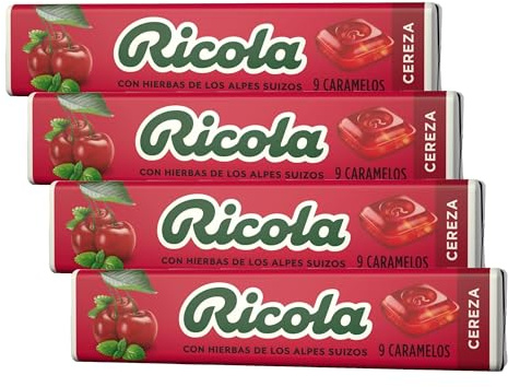 Ricola Caramelos - Stick 31.5 g, Sabor Cereza (Paquete de 4)