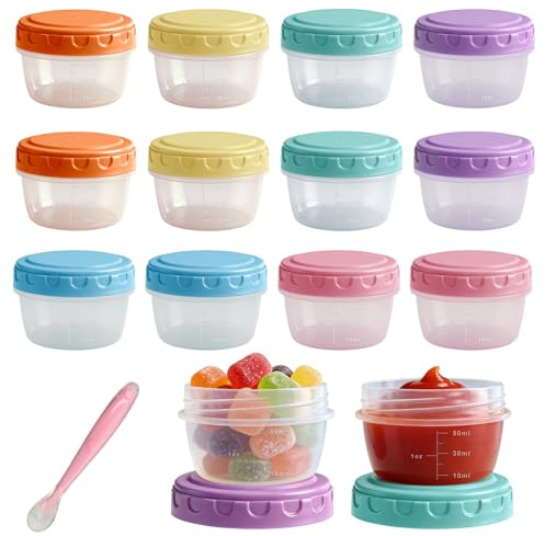Solivive 12 Set Gefrierdosen Klein,80ml Auslaufsicher Kleine Dosen mit Deckel Plastik,Wiederverwendbar Kleine Tupperdosen mit Deckel,Geeignet für Mikrowellen/Kühlschränke,Snacks und Soßen Aufbewahren