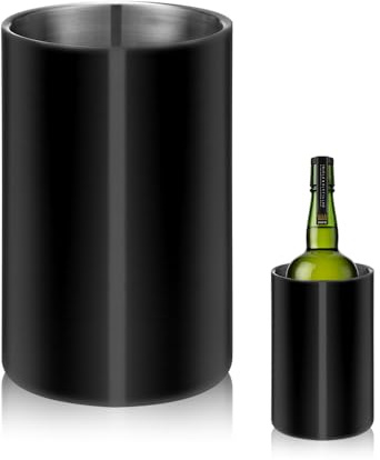 Udbrud Flaschenkühler für Wein, Champagner und Sekt Flaschen, Doppelwandiger Edelstahl Sektkühler Weinkühler, Getränkekühler Weinflaschenkühler für Zuhause oder Outdoor Weinabende (Schwarz)