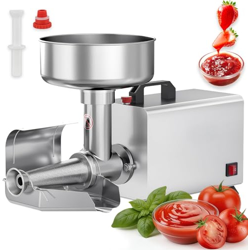 BANGBANGJI Macchina di Marcatori di Pomodori Elettrici Commerciale, 450W Macchina per Marmellate e Salse, Pressa per Salsa di Pomodoro, 200-350 lbs/h, Acciaio 304 per Marmellata & Salsa