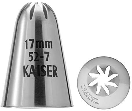 Original Kaiser Rosettentülle 8-zackig 17 mm, Spritztülle, Edelstahl rostfrei, falz- und randfrei, Silber