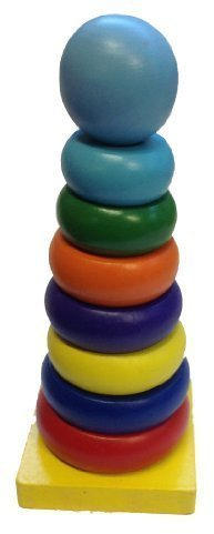 GMMH Pyramide 20 cm Scheibenturm Stapelspiel Spielpyramide Holz Bauklötze Steckspiel Lernspielzeug Lernpuzzle Holz