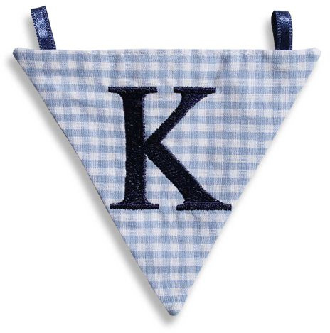 Hansekind Wimpel Wimpelkette mit Namen Buchstabe rosa od. blau Geschenk Taufe (K, Hellblau)