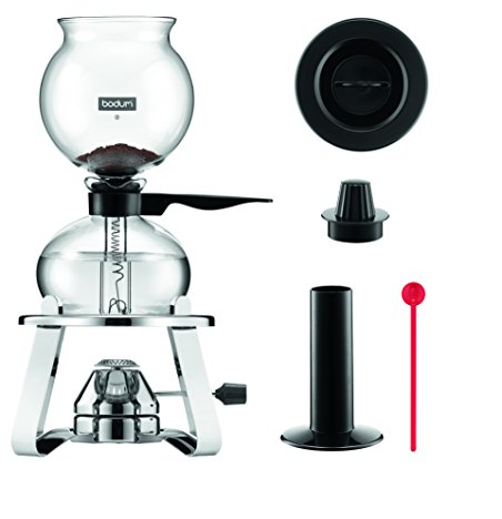 Bodum - K1218-16 - Pebo - Cafetera Alambique 8 tazas - 1,0 l + con calentador de gas y accesorios
