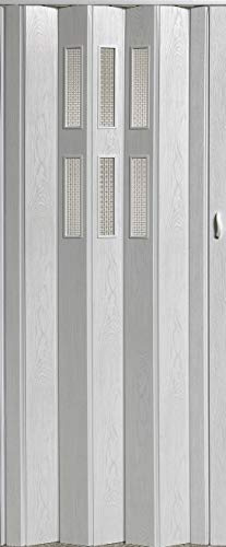 Falttür Schiebetür Tür weiß gewischt mit Fenster Class Höhe 203 cm Einbaubreite bis 96 cm Doppelwandprofil Neu TOP-Qualität