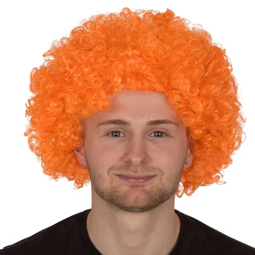 Redstar Fancy Dress - Afro-Perücke für Erwachsene - Locken - Party Clown Kostüm - Accessoire - Orange