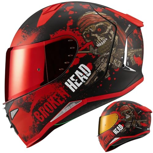 Broken Head Integralhelm Mit Spoiler Jack S. V2 Pro | Inkl. 2 Visiere (Klar + Verspielgelt), leichter und sportlicher Motorradhelm ACHTUNG: Fällt klein aus!