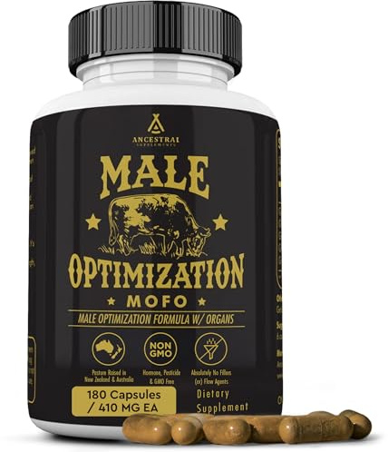 Ancestral Supplements Mofo, Supplements for Men, Support for Energy Levels and Overall Men's Health and Wellness, Non-GMO Grass Fed Beef Organ Supplement with Liver, No Fillers, 180 Capsules