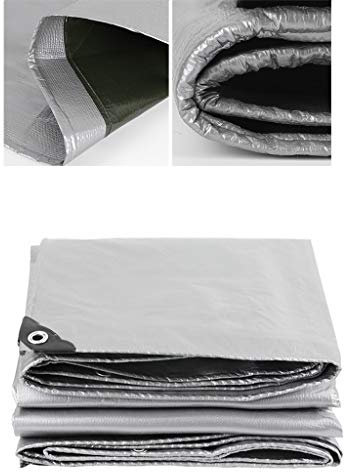 WFDLIU Silber Premium Gewebeplane Abdeckplane Schutzplane Bootsplane wasserdichte Plane 0,35 Mm Dicke 100% wasserdichte Plane Leicht Zu Faltender Poncho 180 G / M2,6X6M(19.68X19.68ft)