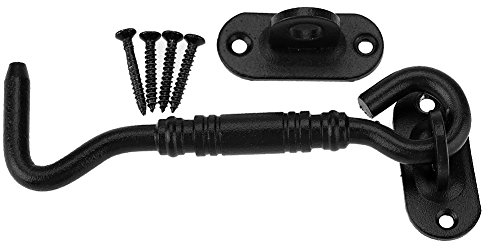 Sturmhaken, Fydun 201 Edelstahl Schiebetür Trennwand Türschloss Hakenschloss Kabinenhaken und Augensperre mit Montageschrauben (Schwarz)