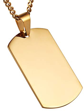 HZMAN Herren hochglanzpoliert Edelstahl Dog Tag Anhänger Halskette 22+2 Zoll Gliederkette Schmuck Geschenk